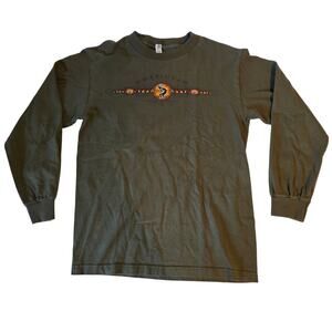 Moab Utah Kokopelli Olive Green Long Sleeve Gorpcore Graphic Tee S
